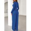 imagePRETTYGARDEN Womens 2026 Fall Trendy 2 Piece Outfits Lounge Sets Long Sleeve Top Henley Shirts Wide Leg Pants Travel ClothesBlue
