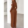 imagePRETTYGARDEN Womens 2026 Fall Trendy 2 Piece Outfits Lounge Sets Long Sleeve Top Henley Shirts Wide Leg Pants Travel ClothesBrown