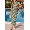 imagePRETTYGARDEN Womens 2026 Summer Bodycon Midi Dress Casual Striped Cap Sleeve Party Wedding Guest Dresses Vacation OutfitsStriped Army Green White