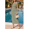 imagePRETTYGARDEN Womens 2026 Summer Bodycon Midi Dress Casual Striped Cap Sleeve Party Wedding Guest Dresses Vacation OutfitsStriped Army Green White