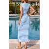 imagePRETTYGARDEN Womens 2026 Summer Bodycon Midi Dress Casual Striped Cap Sleeve Party Wedding Guest Dresses Vacation OutfitsStriped Light Blue White