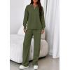 imagePRETTYGARDEN Womens Casual Two Piece Sets Fall 2026 Outfits Quarter Zip Sweatshirts Straight Leg Pants Sweatsuits TracksuitArmy Green