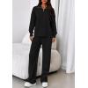 imagePRETTYGARDEN Womens Casual Two Piece Sets Fall 2026 Outfits Quarter Zip Sweatshirts Straight Leg Pants Sweatsuits TracksuitBlack