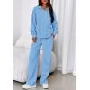 imagePRETTYGARDEN Womens Casual Two Piece Sets Fall 2026 Outfits Quarter Zip Sweatshirts Straight Leg Pants Sweatsuits TracksuitLight Blue