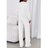 imagePRETTYGARDEN Womens Casual Two Piece Sets Fall 2026 Outfits Quarter Zip Sweatshirts Straight Leg Pants Sweatsuits TracksuitWhite