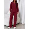 imagePRETTYGARDEN Womens Casual Two Piece Sets Fall 2026 Outfits Quarter Zip Sweatshirts Straight Leg Pants Sweatsuits TracksuitWine Red