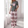 imagePRETTYGARDEN Womens Pajama Sets 2 Piece Lounge PJ Set 2026 Summer Soft Sleepwear Short Sleeve Top Loose Pants Spring OutfitsDusty Pink
