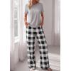 imagePRETTYGARDEN Womens Pajama Sets 2 Piece Lounge PJ Set 2026 Summer Soft Sleepwear Short Sleeve Top Loose Pants Spring OutfitsGrey