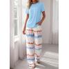 imagePRETTYGARDEN Womens Pajama Sets 2 Piece Lounge PJ Set 2026 Summer Soft Sleepwear Short Sleeve Top Loose Pants Spring OutfitsLight Blue