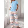 imagePRETTYGARDEN Womens Pajama Sets 2 Piece Lounge PJ Set 2026 Summer Soft Sleepwear Short Sleeve Top Loose Pants Spring OutfitsLight Blue