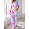 imagePRETTYGARDEN Womens Pajama Sets 2 Piece Lounge PJ Set 2026 Summer Soft Sleepwear Short Sleeve Top Loose Pants Spring OutfitsMulticolor