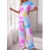 imagePRETTYGARDEN Womens Pajama Sets 2 Piece Lounge PJ Set 2026 Summer Soft Sleepwear Short Sleeve Top Loose Pants Spring OutfitsMulticolor