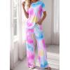 imagePRETTYGARDEN Womens Pajama Sets 2 Piece Lounge PJ Set 2026 Summer Soft Sleepwear Short Sleeve Top Loose Pants Spring OutfitsMulticolor