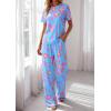 imagePRETTYGARDEN Womens Pajama Sets 2 Piece Lounge PJ Set 2026 Summer Soft Sleepwear Short Sleeve Top Loose Pants Spring OutfitsMulticolor Leopard