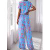 imagePRETTYGARDEN Womens Pajama Sets 2 Piece Lounge PJ Set 2026 Summer Soft Sleepwear Short Sleeve Top Loose Pants Spring OutfitsMulticolor Leopard