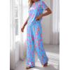 imagePRETTYGARDEN Womens Pajama Sets 2 Piece Lounge PJ Set 2026 Summer Soft Sleepwear Short Sleeve Top Loose Pants Spring OutfitsMulticolor Leopard