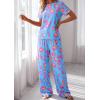 imagePRETTYGARDEN Womens Pajama Sets 2 Piece Lounge PJ Set 2026 Summer Soft Sleepwear Short Sleeve Top Loose Pants Spring OutfitsMulticolor Leopard