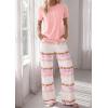 imagePRETTYGARDEN Womens Pajama Sets 2 Piece Lounge PJ Set 2026 Summer Soft Sleepwear Short Sleeve Top Loose Pants Spring OutfitsPink