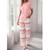 imagePRETTYGARDEN Womens Pajama Sets 2 Piece Lounge PJ Set 2026 Summer Soft Sleepwear Short Sleeve Top Loose Pants Spring OutfitsPink