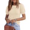 imagePRETTYGARDEN Womens Sweaters Spring 2026 Summer Puff Short Sleeve Sweater Trendy Cute Knit Work Blouses Business Casual TopsApricot