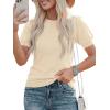 imagePRETTYGARDEN Womens Sweaters Spring 2026 Summer Puff Short Sleeve Sweater Trendy Cute Knit Work Blouses Business Casual TopsApricot