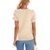 imagePRETTYGARDEN Womens Sweaters Spring 2026 Summer Puff Short Sleeve Sweater Trendy Cute Knit Work Blouses Business Casual TopsApricot