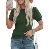 imagePRETTYGARDEN Womens Sweaters Spring 2026 Summer Puff Short Sleeve Sweater Trendy Cute Knit Work Blouses Business Casual TopsArmy Green