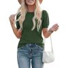 imagePRETTYGARDEN Womens Sweaters Spring 2026 Summer Puff Short Sleeve Sweater Trendy Cute Knit Work Blouses Business Casual TopsArmy Green