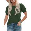 imagePRETTYGARDEN Womens Sweaters Spring 2026 Summer Puff Short Sleeve Sweater Trendy Cute Knit Work Blouses Business Casual TopsArmy Green