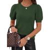 imagePRETTYGARDEN Womens Sweaters Spring 2026 Summer Puff Short Sleeve Sweater Trendy Cute Knit Work Blouses Business Casual TopsArmy Green