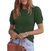 imagePRETTYGARDEN Womens Sweaters Spring 2026 Summer Puff Short Sleeve Sweater Trendy Cute Knit Work Blouses Business Casual TopsArmy Green