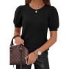 imagePRETTYGARDEN Womens Sweaters Spring 2026 Summer Puff Short Sleeve Sweater Trendy Cute Knit Work Blouses Business Casual TopsBlack