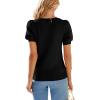 imagePRETTYGARDEN Womens Sweaters Spring 2026 Summer Puff Short Sleeve Sweater Trendy Cute Knit Work Blouses Business Casual TopsBlack