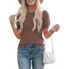 imagePRETTYGARDEN Womens Sweaters Spring 2026 Summer Puff Short Sleeve Sweater Trendy Cute Knit Work Blouses Business Casual TopsCoffee