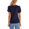 imagePRETTYGARDEN Womens Sweaters Spring 2026 Summer Puff Short Sleeve Sweater Trendy Cute Knit Work Blouses Business Casual TopsDark Blue
