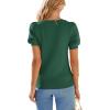 imagePRETTYGARDEN Womens Sweaters Spring 2026 Summer Puff Short Sleeve Sweater Trendy Cute Knit Work Blouses Business Casual TopsDark Green