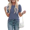 imagePRETTYGARDEN Womens Sweaters Spring 2026 Summer Puff Short Sleeve Sweater Trendy Cute Knit Work Blouses Business Casual TopsGrey Blue