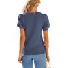 imagePRETTYGARDEN Womens Sweaters Spring 2026 Summer Puff Short Sleeve Sweater Trendy Cute Knit Work Blouses Business Casual TopsGrey Blue