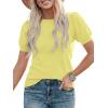 imagePRETTYGARDEN Womens Sweaters Spring 2026 Summer Puff Short Sleeve Sweater Trendy Cute Knit Work Blouses Business Casual TopsLight Yellow