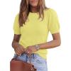 imagePRETTYGARDEN Womens Sweaters Spring 2026 Summer Puff Short Sleeve Sweater Trendy Cute Knit Work Blouses Business Casual TopsLight Yellow