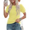 imagePRETTYGARDEN Womens Sweaters Spring 2026 Summer Puff Short Sleeve Sweater Trendy Cute Knit Work Blouses Business Casual TopsLight Yellow