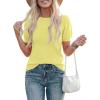 imagePRETTYGARDEN Womens Sweaters Spring 2026 Summer Puff Short Sleeve Sweater Trendy Cute Knit Work Blouses Business Casual TopsLight Yellow