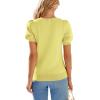 imagePRETTYGARDEN Womens Sweaters Spring 2026 Summer Puff Short Sleeve Sweater Trendy Cute Knit Work Blouses Business Casual TopsLight Yellow