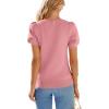 imagePRETTYGARDEN Womens Sweaters Spring 2026 Summer Puff Short Sleeve Sweater Trendy Cute Knit Work Blouses Business Casual TopsPink