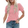 imagePRETTYGARDEN Womens Sweaters Spring 2026 Summer Puff Short Sleeve Sweater Trendy Cute Knit Work Blouses Business Casual TopsPink