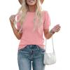imagePRETTYGARDEN Womens Sweaters Spring 2026 Summer Puff Short Sleeve Sweater Trendy Cute Knit Work Blouses Business Casual TopsPink