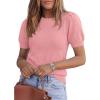 imagePRETTYGARDEN Womens Sweaters Spring 2026 Summer Puff Short Sleeve Sweater Trendy Cute Knit Work Blouses Business Casual TopsPink