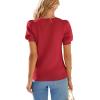 imagePRETTYGARDEN Womens Sweaters Spring 2026 Summer Puff Short Sleeve Sweater Trendy Cute Knit Work Blouses Business Casual TopsRed