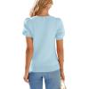 imagePRETTYGARDEN Womens Sweaters Spring 2026 Summer Puff Short Sleeve Sweater Trendy Cute Knit Work Blouses Business Casual TopsSky Blue