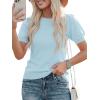 imagePRETTYGARDEN Womens Sweaters Spring 2026 Summer Puff Short Sleeve Sweater Trendy Cute Knit Work Blouses Business Casual TopsSky Blue